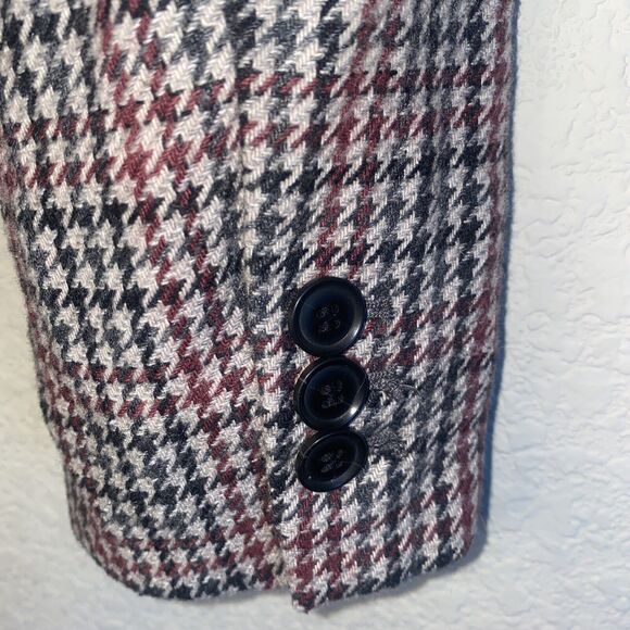 H&M Houndstooth wool Jacket Blazer Womens Dark preppy 8 old money mob - Picture 10 of 13